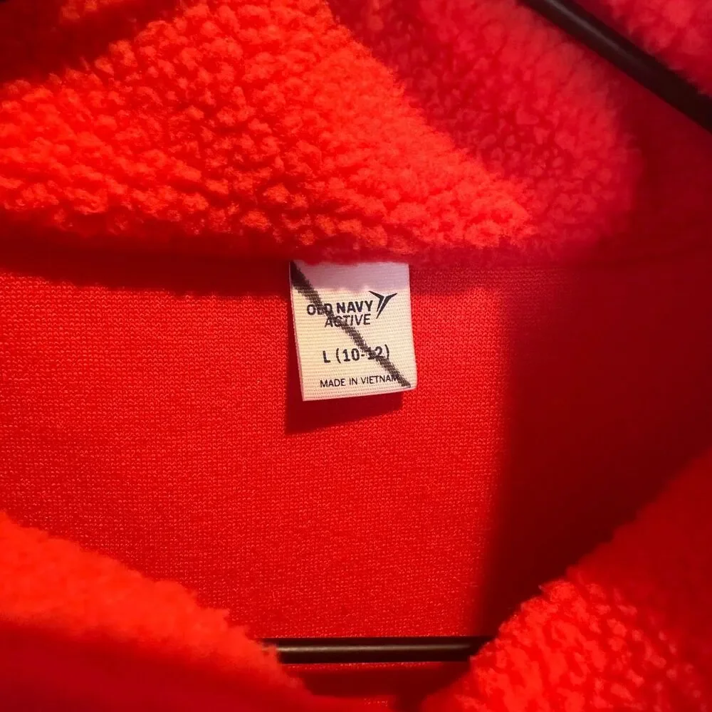 Old Navy Sherpa Jacket Orange Girls Size L 10/12